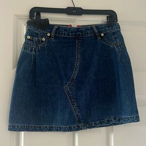 BDG Custom Cow-Painted Medium Wash Jean Skirt